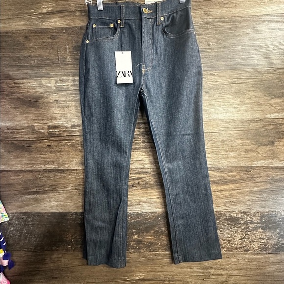 Zara Women's Dark Blue Boot Cut High Waist Jeans - Picture 1 of 7